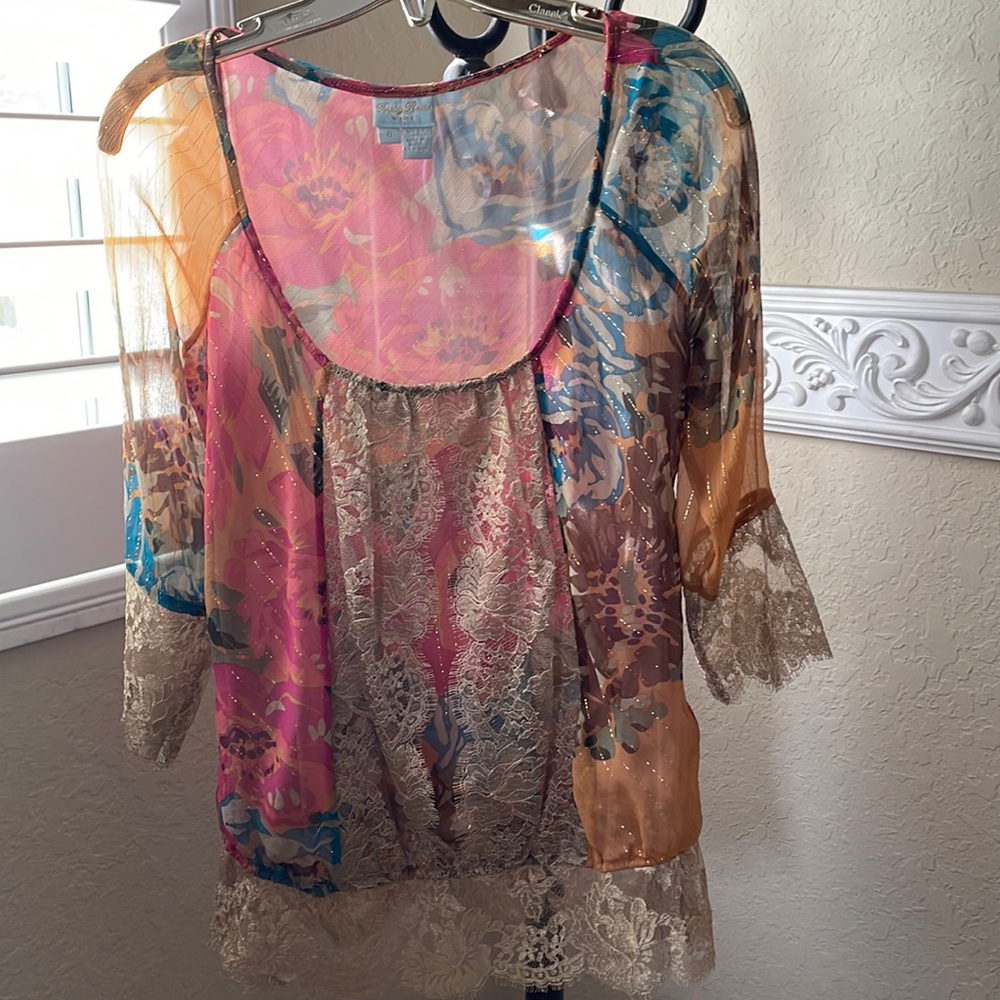 Silk and lace sheer Tracy Reese blouse